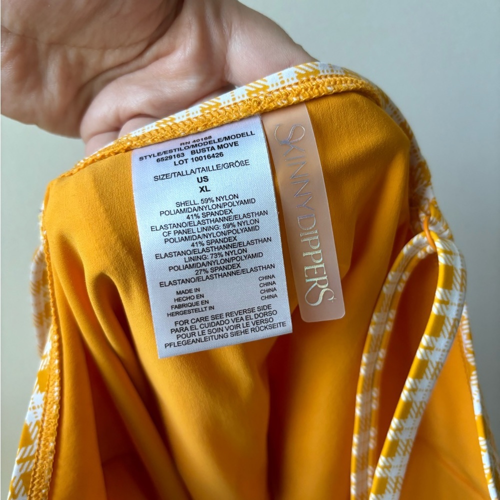Skinny Dippers one piece bathing suit color yellow and white size XL - Picture 4 of 6